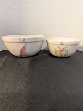 Rae Dunn Christmas Mixing Bowls Merry & Give Holiday Home Decor Kitchen Dishes